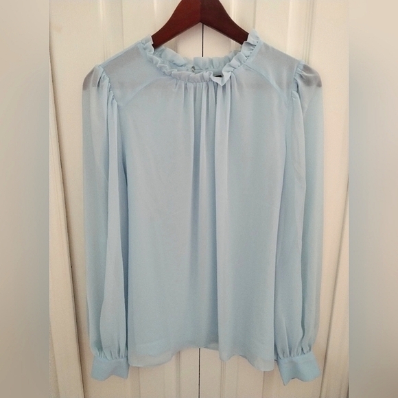 NWT Blue chiffon blouse - Picture 5 of 9